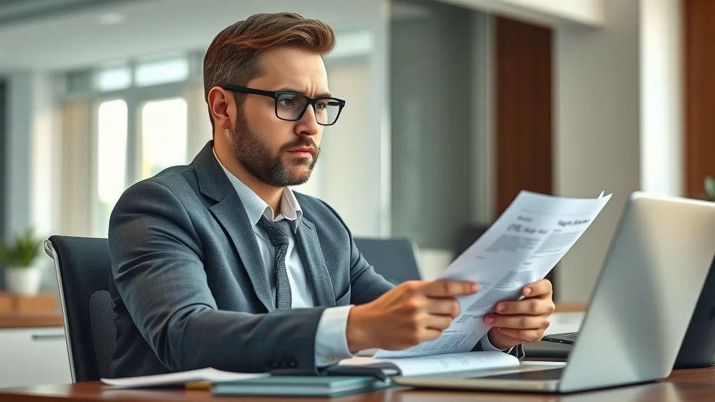 Professional auto lender at a desk reviewing documents for car loan approval, photorealistic, high realism, neutral tones - car loan