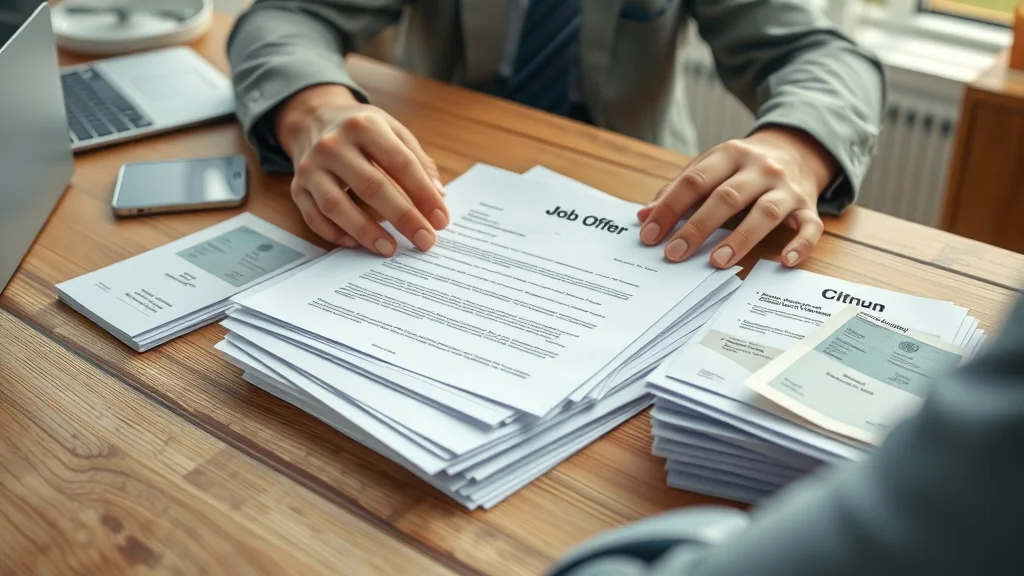 Documents for car loan approval: offer letter, pay stubs, ID cards, photorealistic, tidy arrangement, car loan